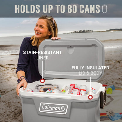 Coleman Classic Series Insulated Portable Cooler, Leak-Resistant Outdoor Hard Cooler Keeps Ice up to 5 Days, 52/70/120/150 Quart4