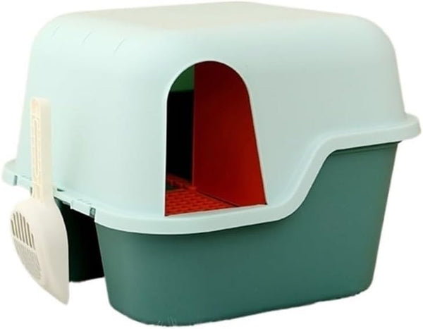 Pet Supplies, Enclosed Cat Litter Box with Lid & Scoop, Anti-Splash Hooded Tray, Easy Clean1