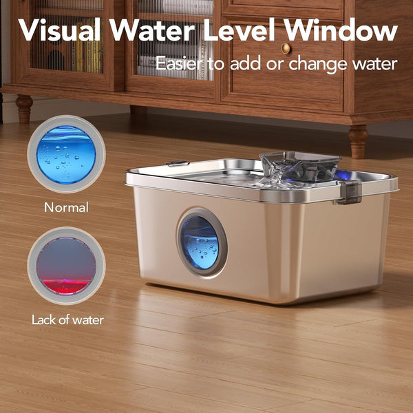 PETIMI Dog Water Fountain, 3 Gallons Stainless Steel Dog & Cat Water Fountain, Large Pet Water Fountain for Multiple Pets, Ultra Silent, Wide Mouth, Safety Lock, 3 Filters Included, Smart Water Pump7