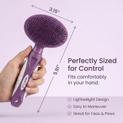 Round Bristle Pet Brush for Dogs and Cats - Soft Dog Brush for Grooming Short or Long Hair - Gentle Tool for Sensitive Skin Removes Dander, Dirt, and Detangles (Purple)2