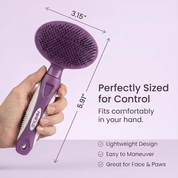 Round Bristle Pet Brush for Dogs and Cats - Soft Dog Brush for Grooming Short or Long Hair - Gentle Tool for Sensitive Skin Removes Dander, Dirt, and Detangles (Purple)2