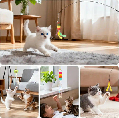 Atosun Interactive Cat Toys, 15PCS Cat Wand and Feather Toys for Indoor Cats, Reusable Suction Cup Toys for Kittens Play Exercise3