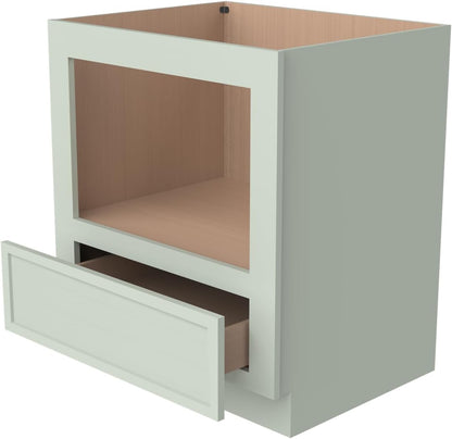 Solid Wood RTA 30" Microwave Base Cabinet,Kitchen Oven Cabinet - with 1 Full Overlay Drawer (Frame Dimension: 24''W*16''H) (Jade Green, 30" Width X 24" Depth X 34 1/2" Height)3