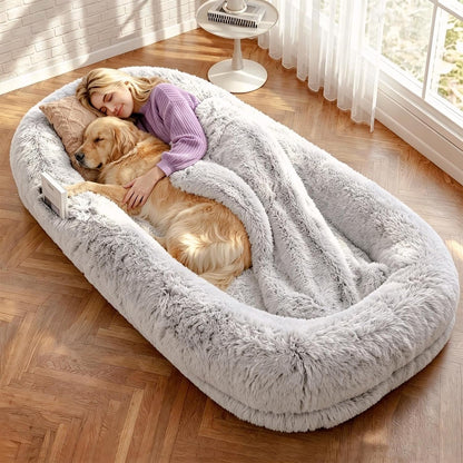 Murago Human Dog Bed for Adults, 71"X43"X10", Light Grey | Long Human Size Dog Bed, Removable Cover, Orthopedic Design9