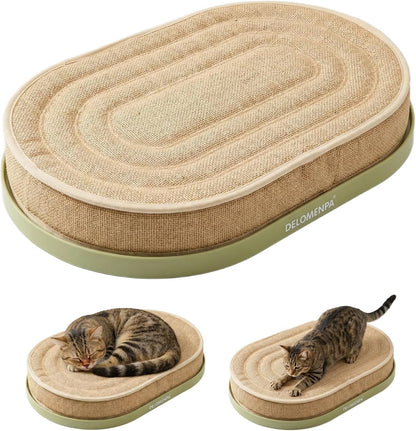 Large Sisal Cat Scratcher Lounge, 2-In-1 Cat Bed with Durable Base & Plush Foam Cushion, Non-Shedding Cat Scratching Pad for Indoor Cats,22"X14", No Mess Furniture Protector1