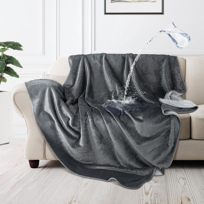 LOOBANI Waterproof Blanket for Bed, Soft Flannel Twin Bed Blanket 60" X 80" | Dog Pet Blankets for Large Dogs, Reversible Spill-Proof Throw for Couch Cover, Movie Time, Camping, Travel, Noise Free, Grey26