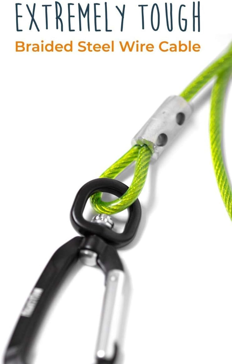 mighty-paw-dog-leash-anti-biting-pets-leashes-chew-proof-metal-cable-ideal-for-large-dogs-and-teething-puppies-braided-cord-with-padded-handle-six-foot-green
