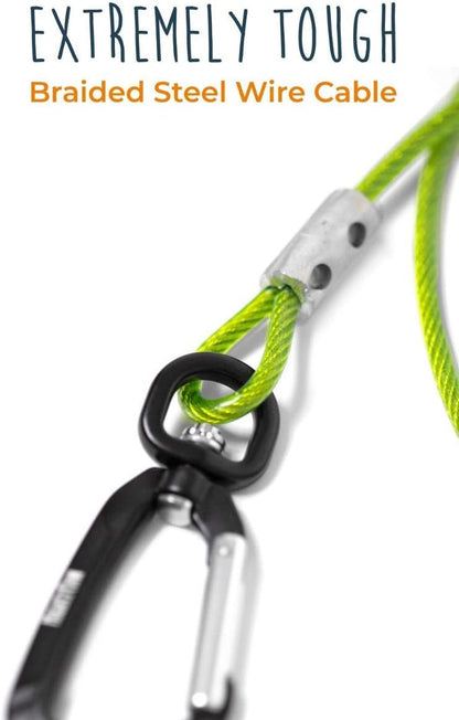 Mighty Paw Dog Leash - anti Biting Pets Leashes - Chew Proof Metal Cable - Ideal for Large Dogs and Teething Puppies - Braided Cord with Padded Handle - Six Foot - Green5