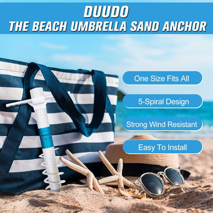 Beach Umbrella Sand Anchor, Beach Accessories-Umbrella Base with 5-Spiral Screw Design, Beach Essentials Umbrella Holder Stand Resist Strong Winds One Size Fits All4