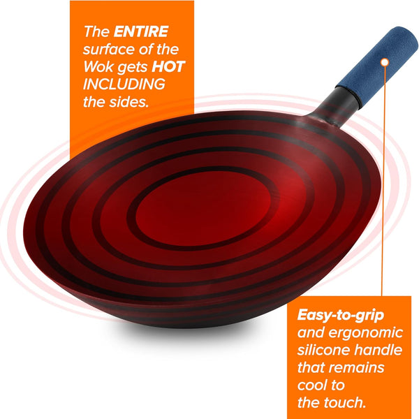 Mosaic Induction Wok, Precise Temp Controls from 100°F-575°F in 5°F | Wok Hei, Infuse Complex Charred Aroma & Flavor, 3 Watts 600, 900 & 1500, Authentic 14-Inch Carbon Steel Wok Included, Black4