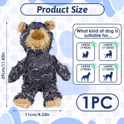 MAXBECK Dog Companion for Heavy Chewers- Indestructible Robust Bear Dog Toy, Resistant Squeaky Dog Toys for Heavy Chewers, Unbreakable Stuffed Plush Dog Toys for Aggressive Chewers (A-Navy)2
