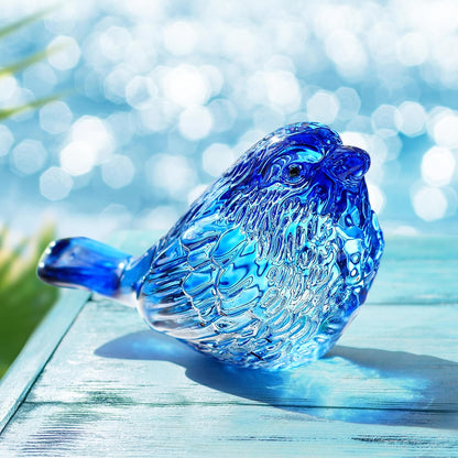 Blue Glass Bird Figurine Crystal Animal Collectible Shelf Decor | Blue Glass Bird Figurine Crystal Animal Collectible Ornament for Bird Lovers Home Shelf Desk Office Display Gift9
