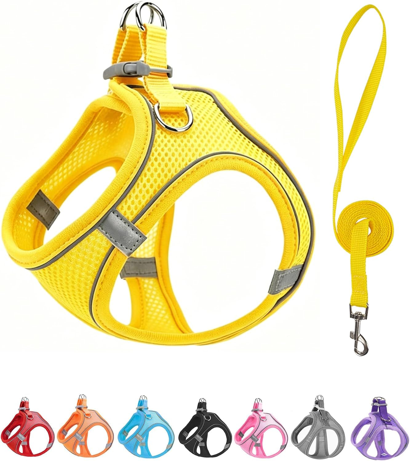 xxxs-pink-soft-mesh-dog-harness-and-leash-set-no-escape-puppy-harnesses-for-training-walking-reflective-adjustable-puppy-vest-for-small-medium-dogs-cats-pink-xxxs