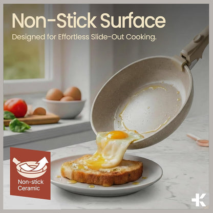 Bakken 17-Piece Ceramic Coated Aluminum Cookware Set, Nonstick Pots and Pans with Lids, Silicone Cooking Utensils & Oven Mitts, All Stovetop Safe up to 500°F, PTFE & PFAS Free, Dishwasher Safe3