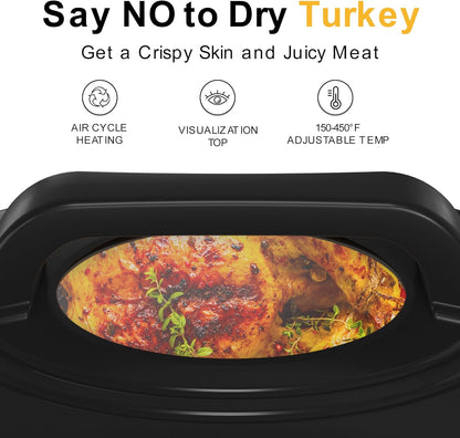 26QT Electric Roaster Oven, Electric Turkey Roaster with Viewing & Self-Basting Lid, Stainless Steel Turkey Roaster Oven, White4