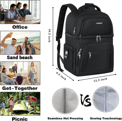 Cooler Backpack,Insulated Backpack Cooler Leakproof Double Deck Cooler Bag for Men Women RFID Lunch Backpack6