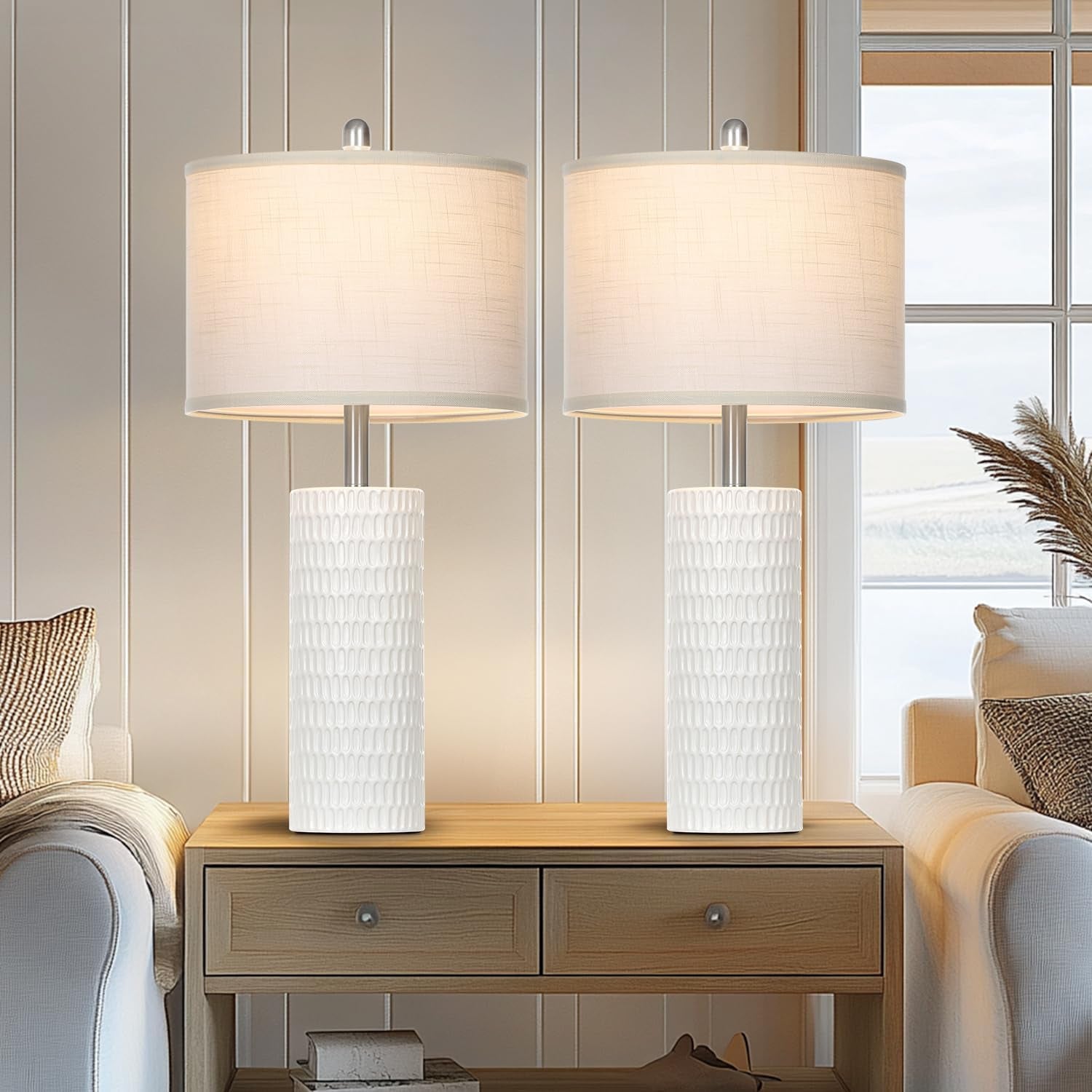 27-ceramic-table-lamp-farmhouse-table-lamp-for-living-room-white-lamp-for-bedroom-night-stand-modern-bedside-lamp-set-of-2-end-table-lamps-white2-bulbs-included