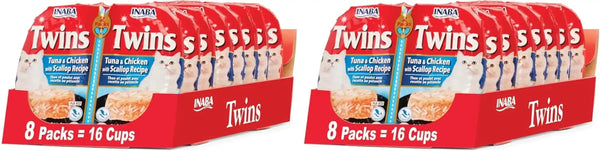 INABA Twins for Cats, Shredded Chicken & Broth Gelée Side Dish/Topper Cups with Green Tea Extract, 1.23 Ounces per Serving, 16 Servings, Tuna & Chicken with Scallop Recipe7