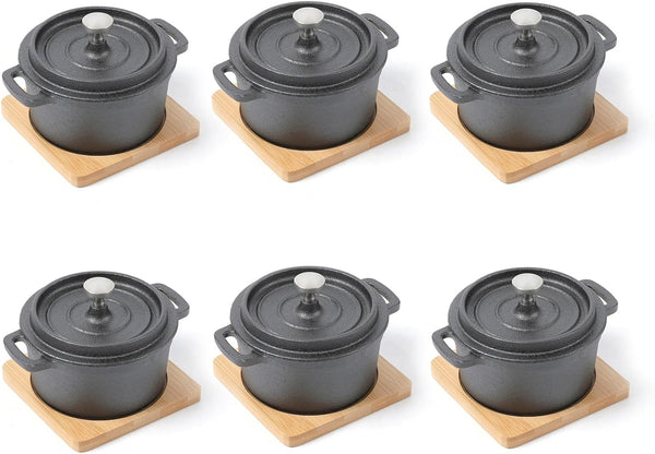 Cast Iron Mini Dutch Oven with Lid Sauce Pan Melting Pot 270Ml/9.13Oz/1.08Cup Black Set of 61