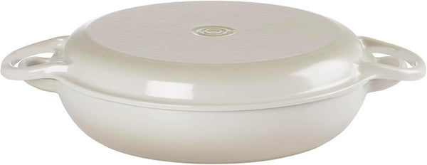 Le Creuset Enameled Cast Iron Braiser with Grill Pan Lid, 3.5 Qt., Meringue | Multifunction Braiser2