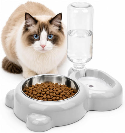 2-In-1 Dog Cat Food and Water Bowl Set with Auto-Water Dispenser, Blue | Anti-Slip & Splash Design, Easy to Clean, Stainless Steel Bowl and Safe PP Material, Suitable for Puppies and Cats9