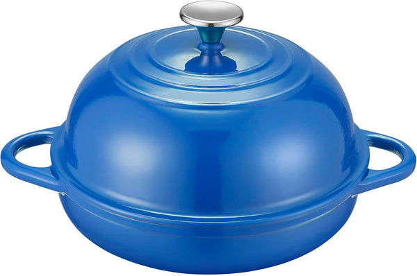 Dutch Oven Cast Iron Bread Oven with Cloche Dome Lid for Baking Sourdough, Artisan Bread, Pizza | Enameled Cast Iron Combo Cooker for Baking, Braising, Roasting | Magenta Enameled Finish2