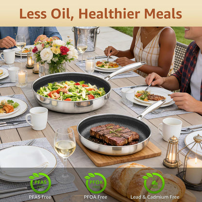 12 Inch Hybrid Nonstick Frying Pan with Glass Lid | PFOA Free | Stainless Steel Skillet | Non-Toxic | Stay-Cool Detachable Handle | Dishwasher and Oven Safe | Induction Ready5