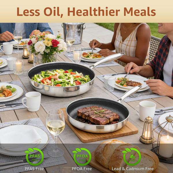 12 Inch Hybrid Nonstick Frying Pan with Glass Lid | PFOA Free | Stainless Steel Skillet | Non-Toxic | Stay-Cool Detachable Handle | Dishwasher and Oven Safe | Induction Ready5