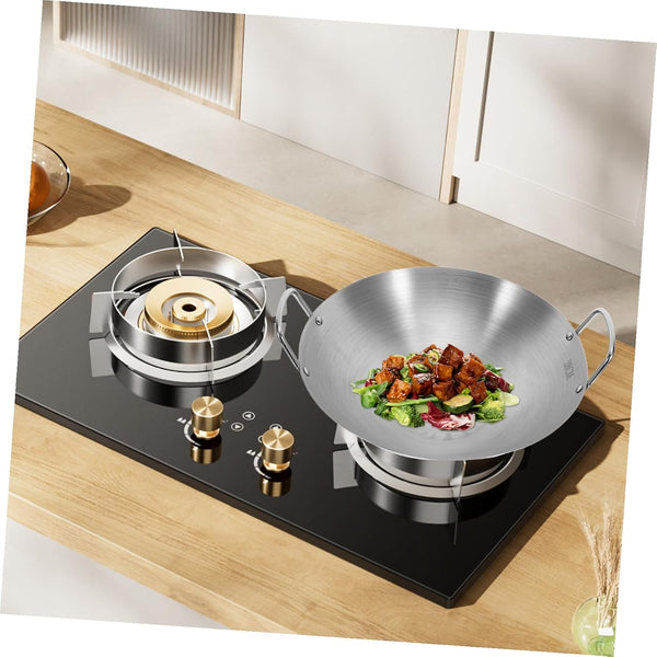 12 Inch Stainless Steel round Bottom Wok Large Capacity Frying Pan Double Handle Gas Stove Compatible Cookware Versatile for Stir-Fry and Bbq7