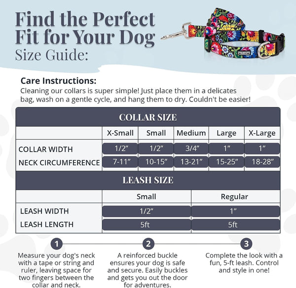 Lucky Love Dog - Easy Click Buckle Dog Collar with Leash Set Combo, Durable & Comfortable for Male & Female Dogs, Pet Collar for Medium Dogs, Secure Fit - Blackbird Combo, Medium4