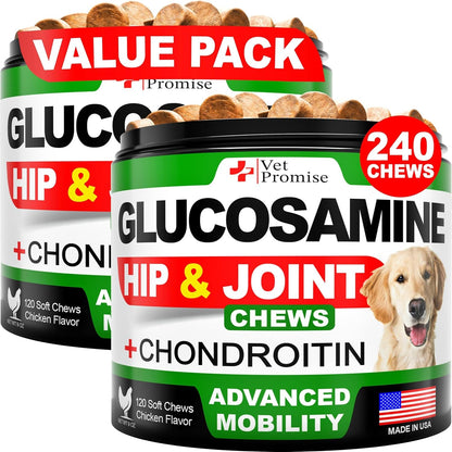 Vet Promise Glucosamine for Dogs - Hip and Joint Supplement for Dogs - Glucosamine Chondroitin - Joint Pain Relief Pills - MSM - Advanced Health Support Supplement - 120 Mobility Chews - Made in USA7