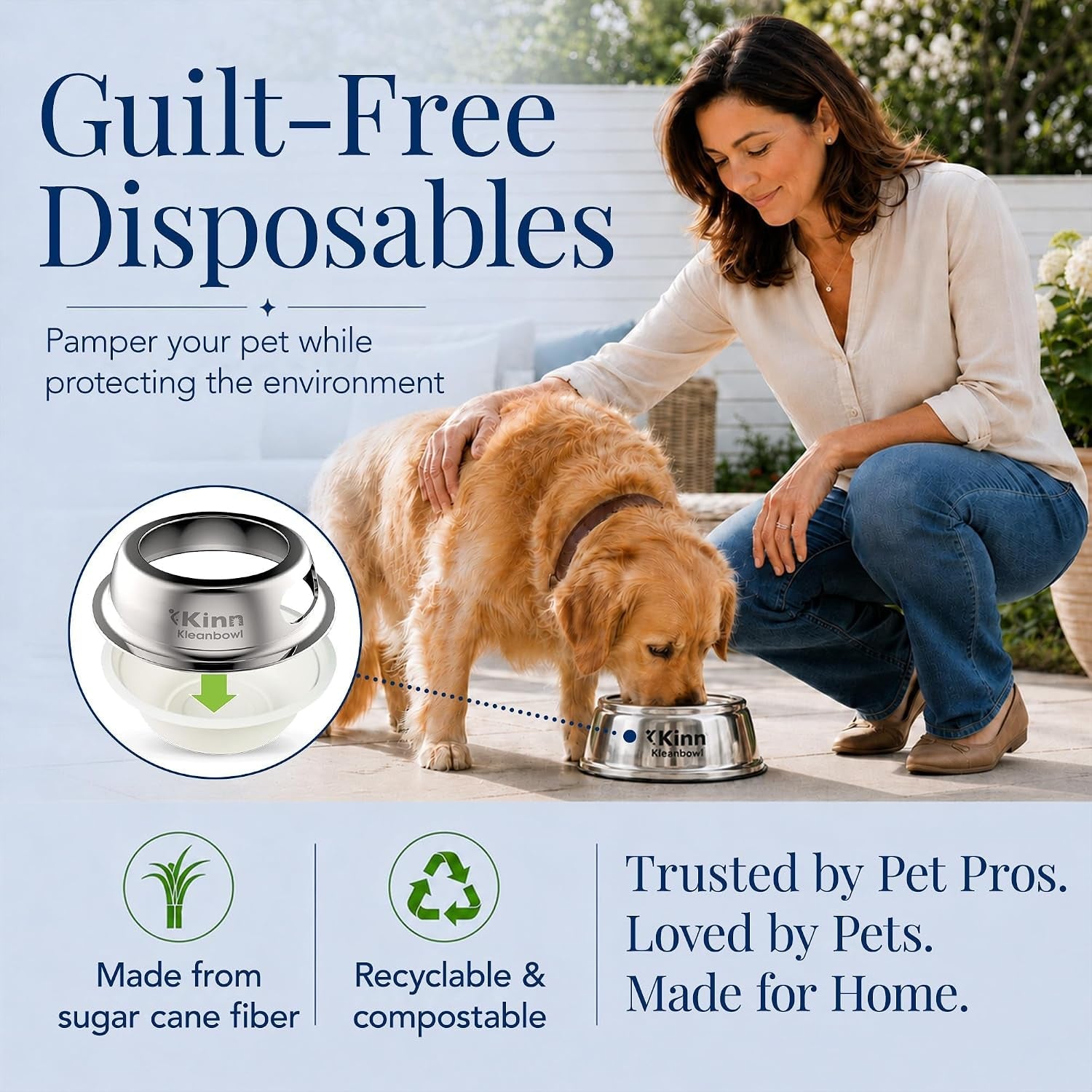 kinn-kleanbowl-pet-bowl-stainless-steel-frame-8-oz-pack-of-1-compostable-refills-spill-proof-stable-disposable-easy-cleaning-no-plastic