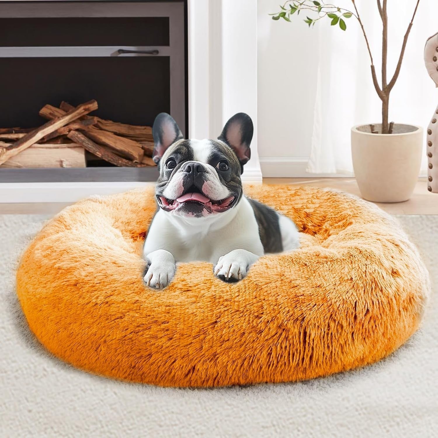 jollyvogue-small-dog-bed-calming-dog-beds-for-small-dogs-indoor-cats-20-inches-donut-washable-cat-bed-for-kittens-puppies-round-fluffy-plush-faux-fur-pet-bedssmoke-grey