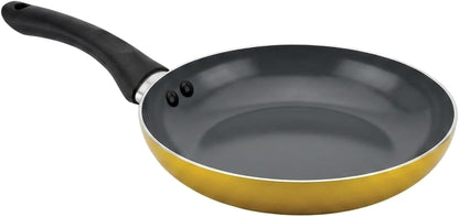 20-Piece Ceramic Metallic Cookware Set, Nonstick - Citrine | 20-Piece Cookware Set with Ceramic Nonstick Interiors, Glass Lids, Utensils, Strainer, Pads, and Griddle Pan.6
