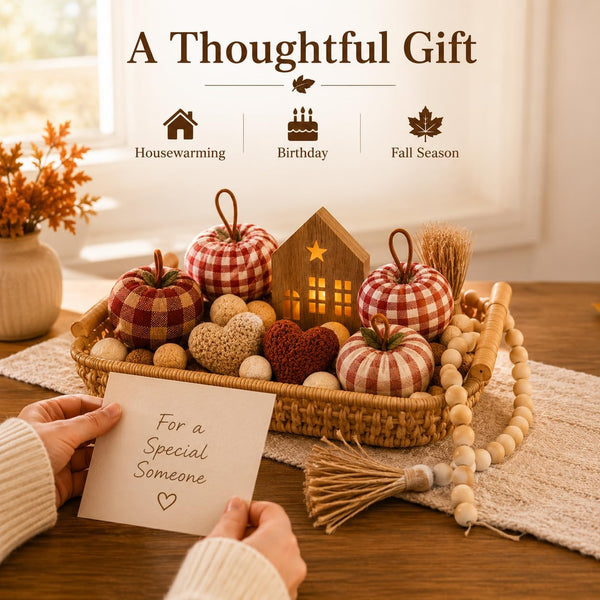 Cozy Decor Set for Home, Fall Decor with LED House & Woven Basket | Ready-To-Style Decor Set Cozy & Warm8