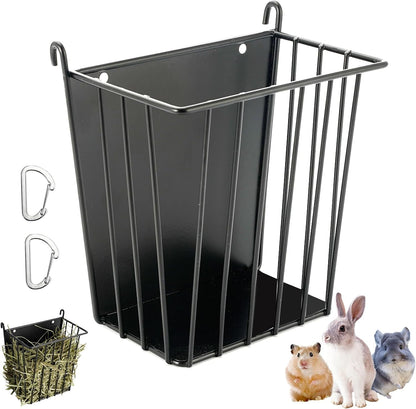 LUAVIARU Upgrades 2Pcs Hay Feeder Rabbit - Guinea Pig - Metal Frame Hay Rack with Adjustable Hook - Less Wasted - for Guinea Pig, Bunny, Chinchilla Cage Accessories - Bunny Feeder7