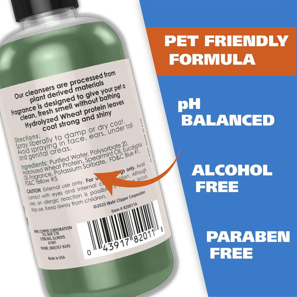Wahl USA Pet Deodorant Spray for Dogs, Eucalyptus Spearmint, 8 Oz | Deodorize and Refresh Yours Dogs Coat and Skin between Baths for a Clean-Smelling Pet – Model 820011A3
