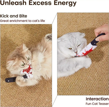 Potaroma 4Pcs Cat Toys, Horror Halloween Knife-Shaped Kitten Catnip Crinkly Sound Toys, Indoor Exercise for All Cat Breeds 6.5 Inches | Crinkly Sound Toys, Indoor Exercise for All Cat Breeds 6.5 Inches5
