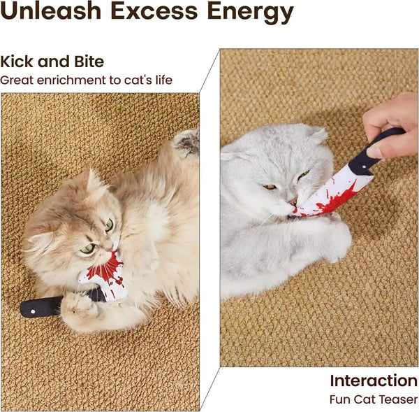 Potaroma 4Pcs Cat Toys, Horror Halloween Knife-Shaped Kitten Catnip Crinkly Sound Toys, Indoor Exercise for All Cat Breeds 6.5 Inches | Crinkly Sound Toys, Indoor Exercise for All Cat Breeds 6.5 Inches5