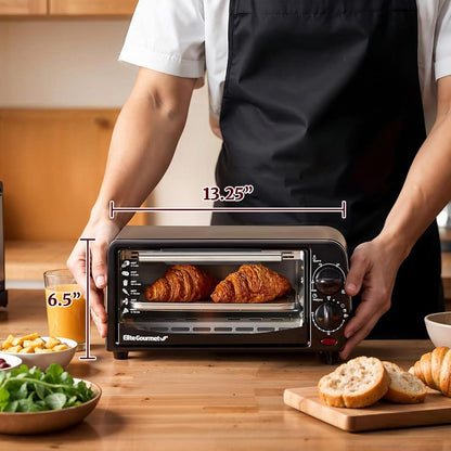 ETO236 Compact 2-Slice Toaster Oven, 15-Min Timer, Black | Bake, Broil, Toast & Adjustable Temperature, Countertop Design - Fits Small Kitchens, Dorms and Rvs3