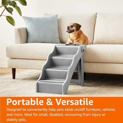 Amazon Basics Foldable Non-Slip Pet Stairs for Small Dogs and Cats, Senior Pets, Easy to Climb, 14.6" X 22.75" X 19.5", Grey5