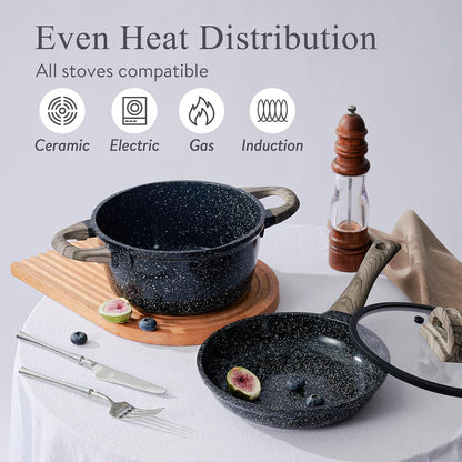 22Pcs Nonstick Pots and Pans Set, Ceramic Cookware Set Non Toxic | Pfas-Free Healthy, Induction Compatible, Dishwasher & Oven Safe, Space Saving, RV Camping Kitchen Cooking Set, Black3
