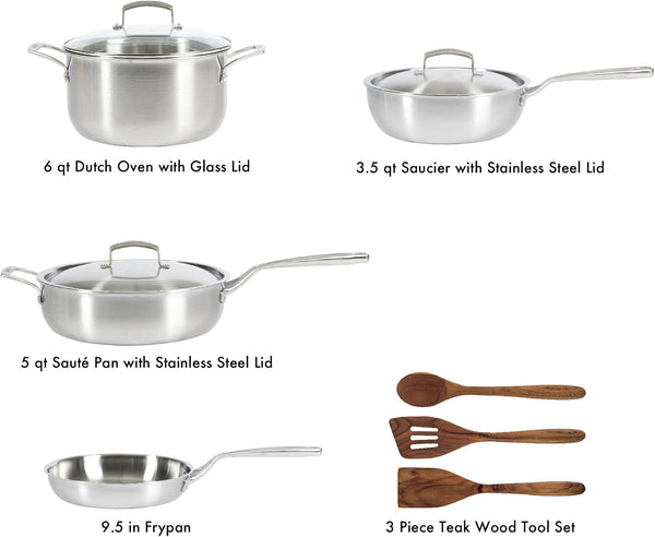 10-Piece Professional Tri-Ply Non-Toxic Pots and Pans Cookware Set – Durable, Even Heat Distribution for Cooking and Baking3