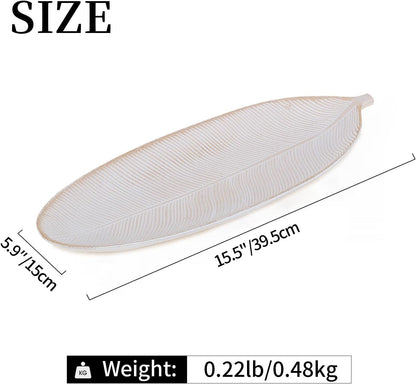 Leaf Wooden Decorative Tray, Wood Key Bowl for Entryway Table Decor | 16" Leaf Shaped Wooden Bowl Boho Decor for Living Room Console Table4