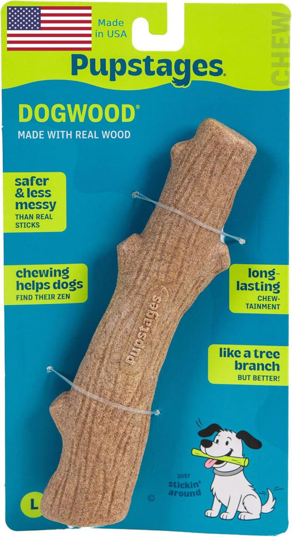 Pupstages Dogwood Dog Chew Toy, Made in the USA – Real-Wood Blend, Natural Flavor & Texture, Moderate Chewers, Small, 5.4"8