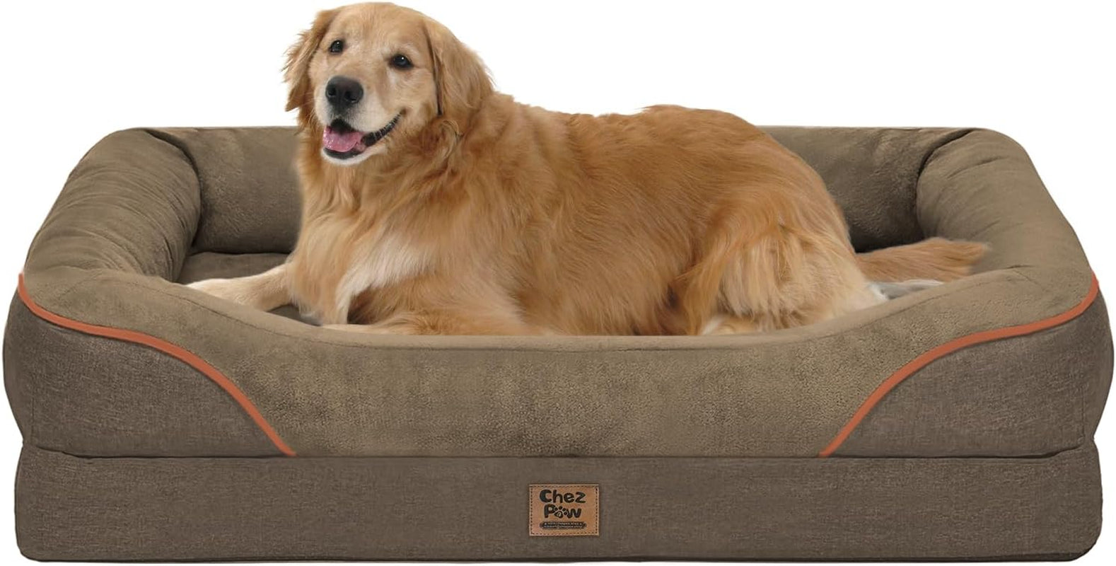 chez-paw-waterproof-orthopedic-xl-dog-bed-for-large-and-extra-large-dogs-egg-crate-foam-4-sided-bolster-support-waterproof-liner-non-slip-bottom-machine-washable-cover-42-x-30-inch