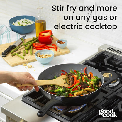 Everyday Stir Fry Pan Ceramic Nonstick Aluminum Deep-Walled Construction for Even Heating Non-Toxic PTFE & PFOA Free, 11.5-Inch, Black6