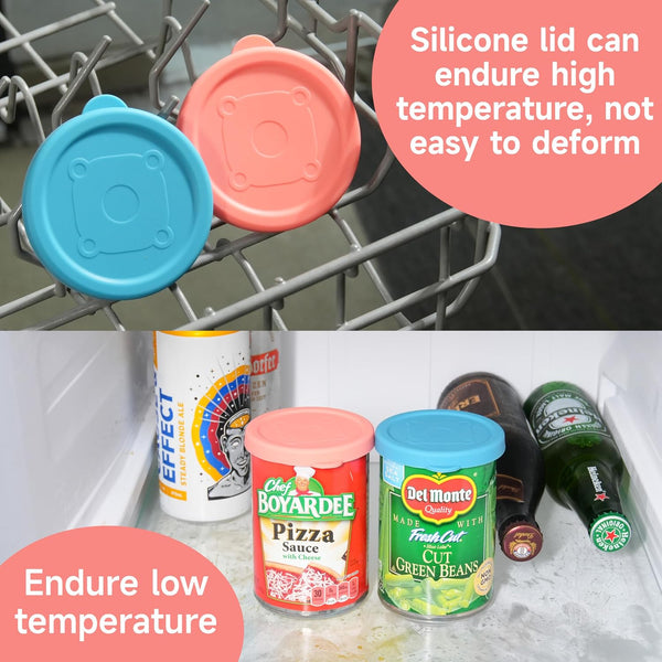 2Pcs 3.0-Inch Silicone Can Lids for Chef Boyardee | Van Camp'S | Goya | Bush'S Best | Farmer'S Market Can, Can Cover for Canned Goods, Soup Can Cap, Fit Most Standard Size, Dishwasher Safe (Lids ONLY)6