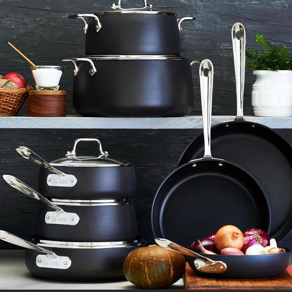 All-Clad HA1 Hard Anodized Nonstick (8-Piece) Pots and Pans Set Non Stick Cookware Sets, Oven Broiler Safe 500F, Black3