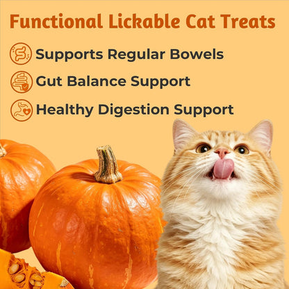 Just Try Pumpkin Lickable Cat Treats with Taurine, 20 Tubes | Soft Texture Supports Healthy Digestion and Gut Health. Ideal for Indoor and Senior Cats Daily Treat Time2